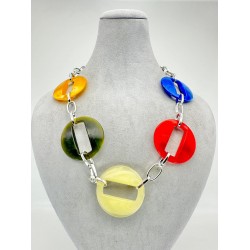 Gümüş Zincirli Renkli Kolye